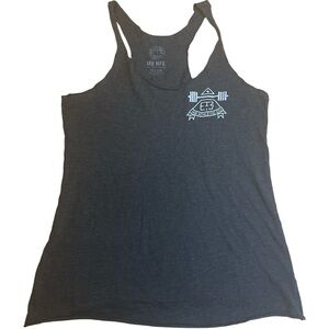 IAB MFG Gray Graphic Racerback Tank Top Gym Fitness Workout Tee M